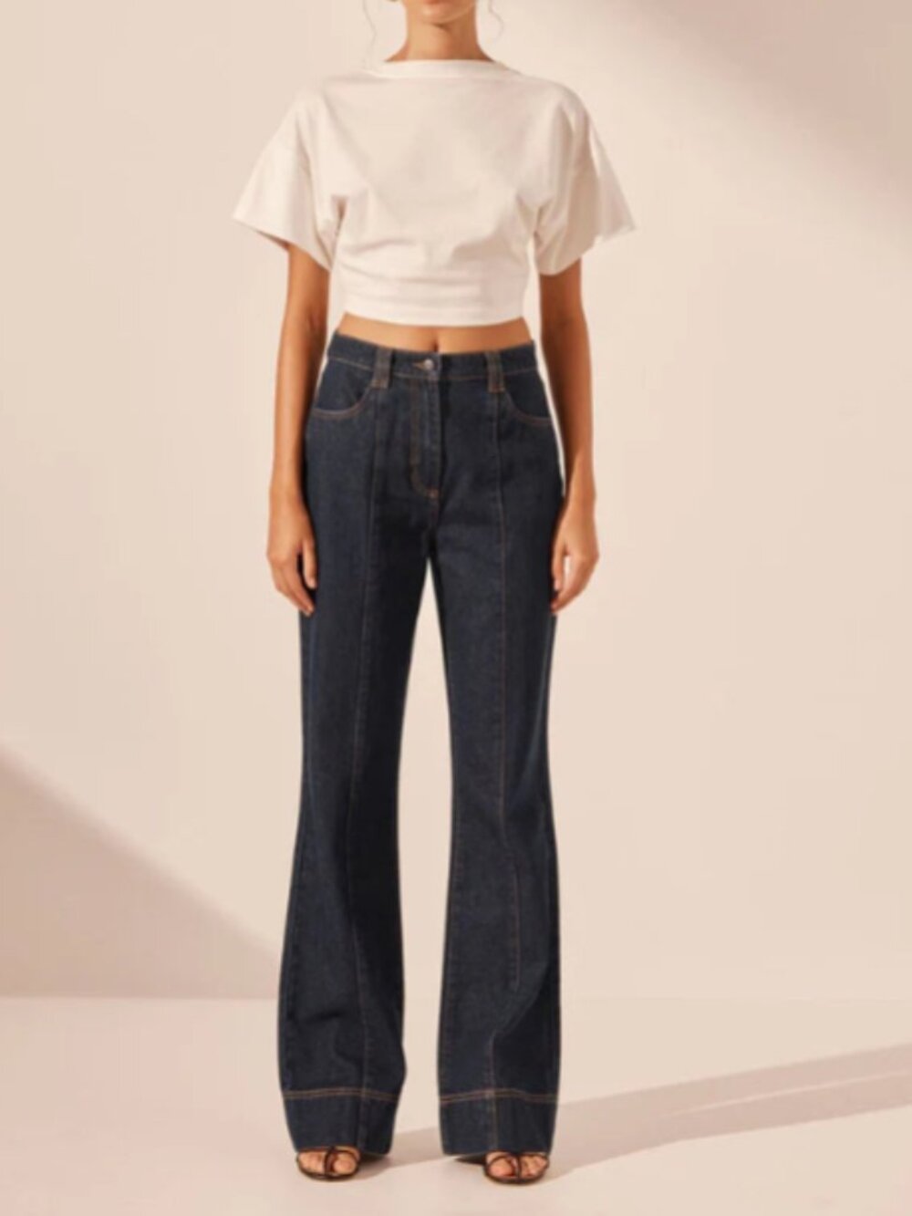Shona Joy Rita Pintuck Straight Leg Jeans